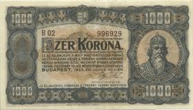 Ungarn / Hungary P.075a 1000 Kronen 1923 (2) 
