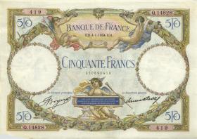 Frankreich / France P.080b 50 Francs 4.1.1934 (3+) 