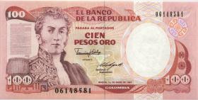 Kolumbien / Colombia P.426c 100 Pesos Oro 1987 (1) 