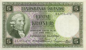 Island / Iceland P.32b 5 Kronen 1928 (3+) 