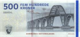 Dänemark / Denmark P.68b 500 Kronen 2011 A0 U.2 (1) "500054L" Unterschrift 2 