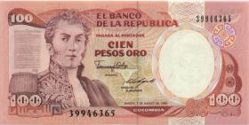 Kolumbien / Colombia P.426d 100 Pesos Oro 1989 (1) 