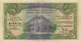 Ägypten / Egypt P.19c 5 Pounds 12.12.1945 (3-) 
