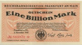PS1226b Reichsbahn Frankfurt 1 Billion Mark 1923 ohne Serie (1) 