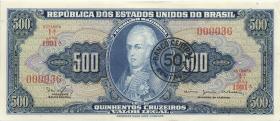 Brasilien / Brazil P.186 50 Centimos auf 500 Cruz. (1966-67) (1) 