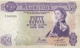 Mauritius P.33c 50 Rupien 1967 (3-) 