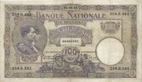 Belgien / Belgium P.095 100 Francs 21.6.1921 (3+) 