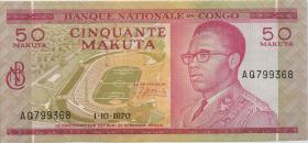 Kongo / Congo P.011b 50 Makuta 1.10.1970 (1-) 