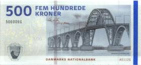 Dänemark / Denmark P.68b 500 Kronen 2011 A0 U.2 (1) "500009C" Unterschrift 2 