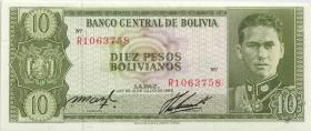 Bolivien / Bolivia P.154a 10 Pesos Bolivianos 1962 (2) 