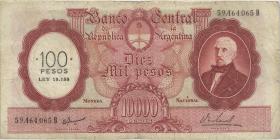 Argentinien / Argentina P.286 100 Pesos auf 10.000 Pesos (1969-71) (3-) 