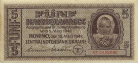 R.593c: Besetzung Ukraine 5 Karbowanez 1942 (1-) 