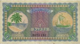 Malediven / Maldives P.02b 1 Rupie 1960 (1-) 