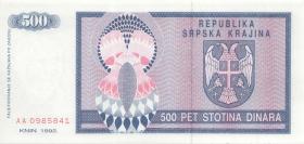 Kroatien Serb. Krajina / Croatia P.R04 500 Dinara 1992 (1) 