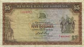 Rhodesien / Rhodesia P.32a 5 Dollars 1972 (3-) 