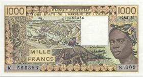 West-Afr.Staaten/West African States P.707Kd 1000 Francs 1984 (1) 