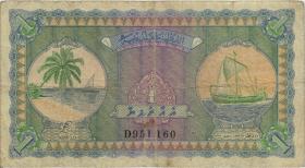 Malediven / Maldives P.02b 1 Rupie 1960 (3-) 