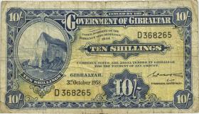 Gibraltar P.14c 10 Shillings 1958 (4) 