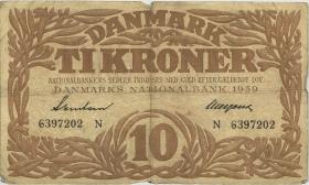Dänemark / Denmark P.31e 10 Kroner 1939 N (3-) 
