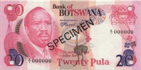 Botswana P.05s1 20 Pula (1976) Specimen E/1 000000 (1) 