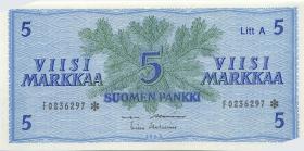 Finnland / Finland P.103r 5 Markkaa 1963 Litt. A * (1) 