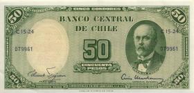 Chile P.126a 5 Centesimos a. 50 Pesos (1960-61) (2) 