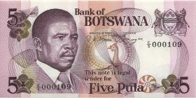 Botswana P.08a 5 Pula (1982) (1) C/5 000109 