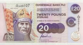 Schottland / Scotland P.227 20 Pounds 1997 C/HG 000107 low number (1) 