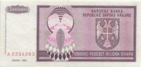 Kroatien Serb. Krajina / Croatia P.R14 50 Millionen Dinara 1993 (3+) 