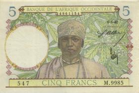 Franz. Westafrika / French West Africa P.25 5 Francs 1942 (2) 