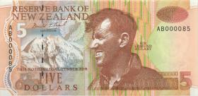 Neuseeland / New Zealand P.177 5 Dollars (1992-1997) AB 000085 (1) 
