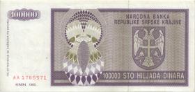 Kroatien Serb. Krajina / Croatia P.R09 100.000 Dinara 1993 (3+) 