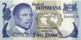 Botswana P.07b 2 Pula (1982) B/8 000178 (1) low number 