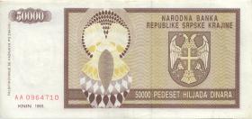 Kroatien Serb. Krajina / Croatia P.R08 50.000 Dinara 1993 (3+) 