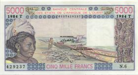 West-Afr.Staaten/West African States P.808Th 5000 Francs 1984 (1-) 