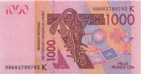 West-Afr.Staaten/West African States P.715Kf 1000 Francs 2008 (1) 