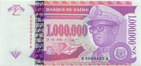 Zaire P.79a 1.000.000 Nouveau Zaires 1996 (1) low number 