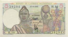 Franz. Westafrika / French West Africa P.36 5 Francs 17.3.1943 (1) 