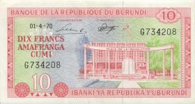 Burundi P.20b 10 Francs 1970 (2) 