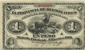 Argentinien / Argentina P.S481a 1 Pesos 1869 (2) 