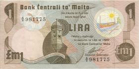 Malta P.34a 1 Lira 1967 (1979) (3+) 
