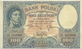 Polen / Poland P.057 100 Zlotych 1919 (1924) (3) 