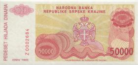 Kroatien Serb. Krajina / Croatia P.R21r 50.000 Dinara 1993 Z (1) 