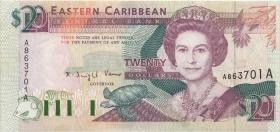 Ost Karibik / East Caribbean P.28a 20 Dollars (1993) (2) Antigua 