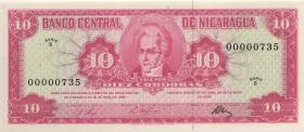 Nicaragua P.117 10 Cordobas 1968 00000735 (1) low number 