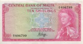Malta P.28 10 Shillings 1967 (3+) 