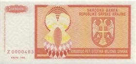 Kroatien Serb. Krajina / Croatia P.R16r 500 Mio Dinara 1993 Z (1) 