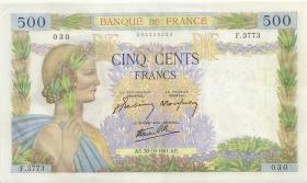 Frankreich / France P.095b 500 Francs 30.10.1941 (2) 