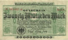 PS1222 Reichsbahn Frankfurt 20 Milliarden Mark 1923 (2) Serie A 