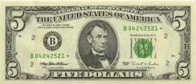 USA / United States P.498r 5 Dollars 1995 * Ersatznote / replacement (1) 